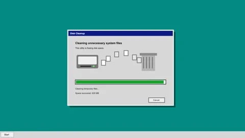 Clean slow motion screen recording of a system disk cleanup utility Stock Footage 347390917