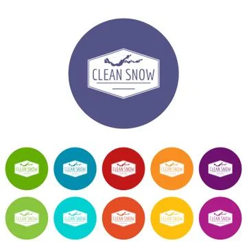 Clean snow icons set vector color Stock Illustration