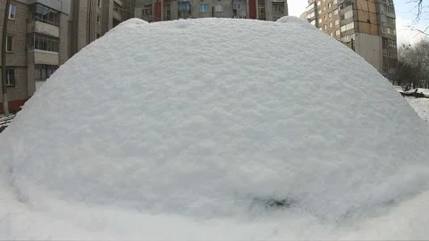 Clean snow with wipers from car windshield Stock Footage 143386354