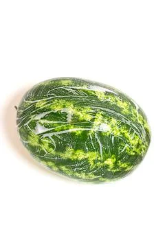 Clean soapy watermelon on a white background. Stock Photos