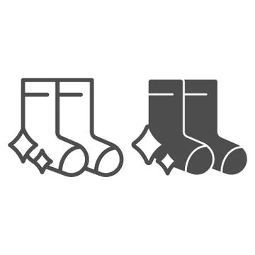 Clean socks line and solid icon, Hygiene routine concept, clean clothes sign on Stock Illustration