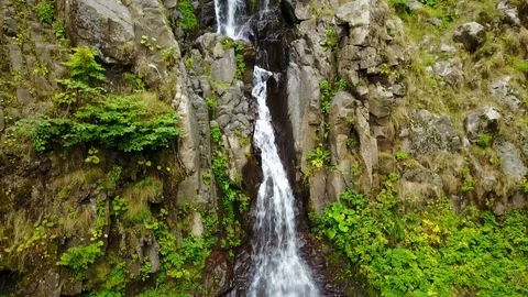 Clean spring waterfall, Black Sea north coast forest, Rize, Turkey Stock Footage 119891812