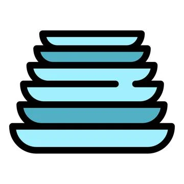 Clean stack plates icon color outline vector 스톡 일러스트