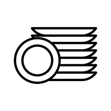 Clean stack plates icon linear logo mark in black and white Stock Illustration