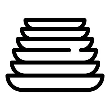 Clean stack plates icon, outline style Stock Illustration