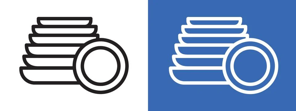 Clean stack plates logo sign set vector outline 스톡 일러스트