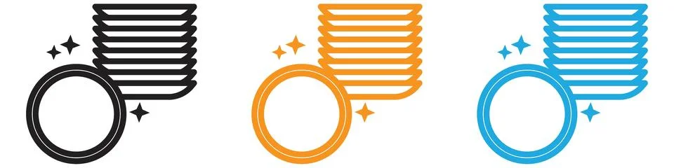 Clean stack plates vector logo set collection for web app ui Stock Illustration