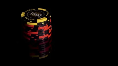Clean Stacked Poker Chip Pile On Black Background Stock Footage 171762553