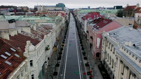 Clean Street Between The Building Structures At Vilnius Town Square In Stock Footage 155959150