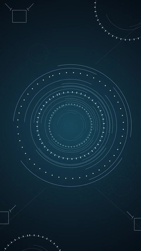 Clean tech radar background circular white interface rings, small dotted points Stock Footage 333862732