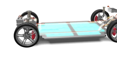 Clean Technology EV Platform Revealed with Wiring. Stock Footage 314424339