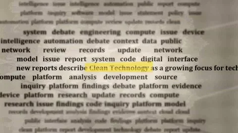 Clean technology headlines in a newspaper article Stock-Footage 347429558