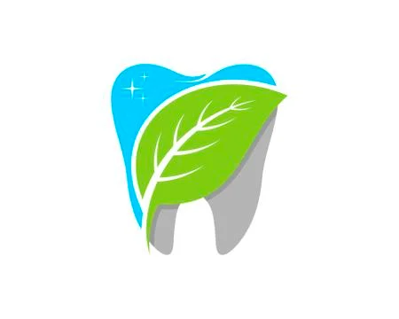 Clean teeth with green leaf inside Ilustración de archivo
