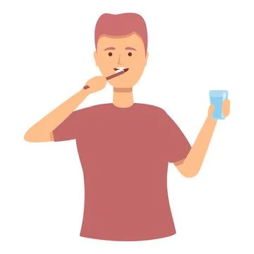 Clean teeth icon cartoon vector. Kid brush Stock Illustration