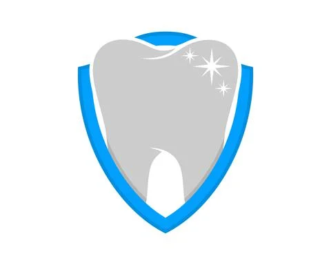 Clean teeth inside the blue shield Ilustración de archivo