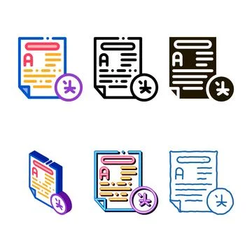 Clean text file for translation icon thin line vector Stock Illustration
