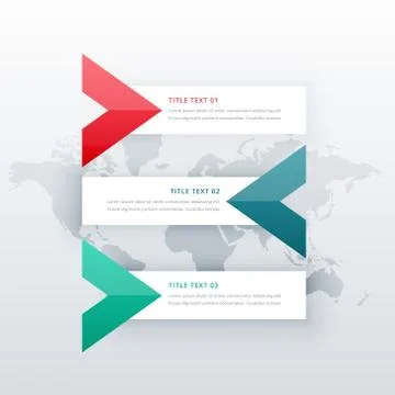 Clean three steps infographic options template with arrow shape for busines.. Stock Illustration