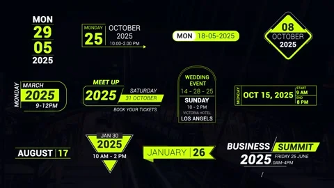 Clean Time &amp; Date Titles Stock After Effects