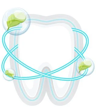 Clean Tooth with Eco-Friendly Elements and Blue Orbits 스톡 일러스트
