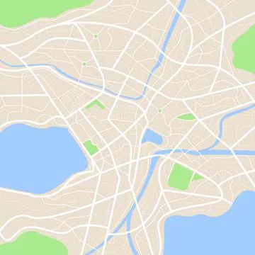Clean top view of the day time city map with street and river Stock Illustration