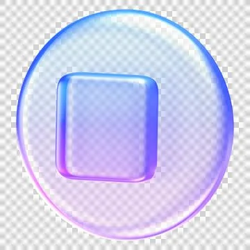 Clean translucent stop icon rendered in glassmorphism style with soft gradi.. Stock Illustration