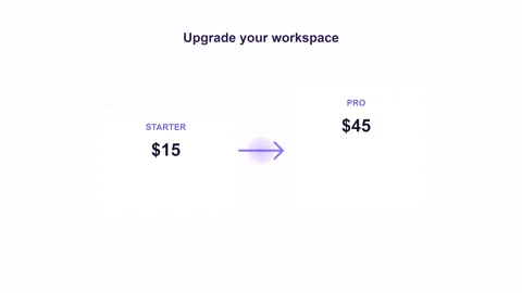 Clean UI screen recording of workspace upgrade pricing plan Stock Footage 347413562