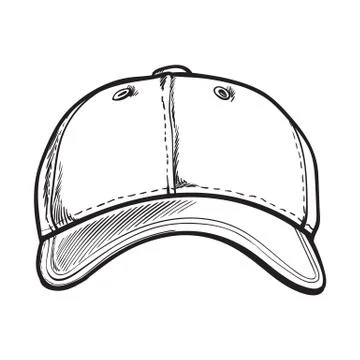 Clean, unlabelled textile baseball cap, sketch vector illustration Stock-Illustration