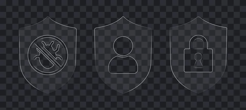 Clean user profile security outline icon with modern protection concept. Ve.. Stock Illustration