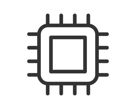 Clean vector icon of a microchip, representing technology, data processing,.. Stock Illustration
