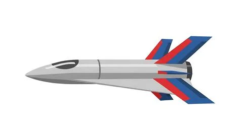 Clean vector illustration of supersonic jet missile with silver fuselage an.. Stock Illustration