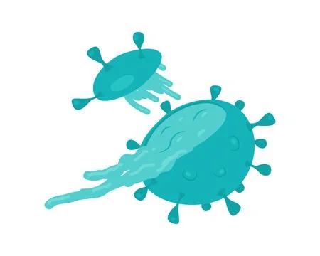 A clean vector illustration of two teal virus pathogens or bacteria cells flo Stock Illustration