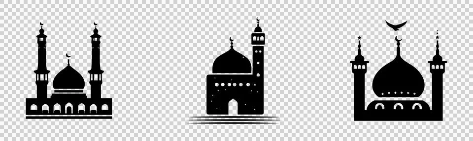 Clean vector mosque outlines. Stock Illustration