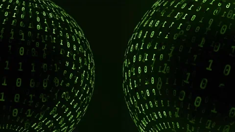 Clean Vibrant Green Binary Code Spheres Motion Graphics Abstract Background.. Stock Footage 330263002