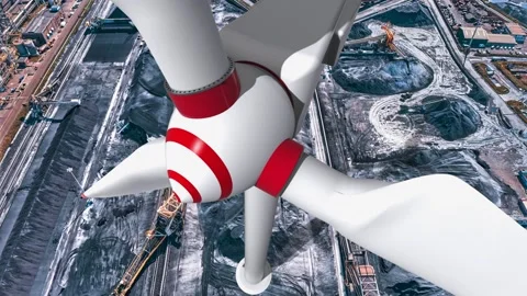 Clean vs dirty energy. Wind turbines against fuel coal power plant. Sustain.. Stock Footage 231484759