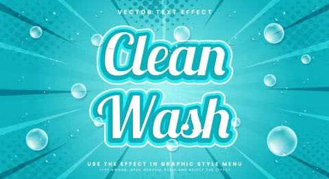 Clean Wash editable text effect Template Stock Illustration