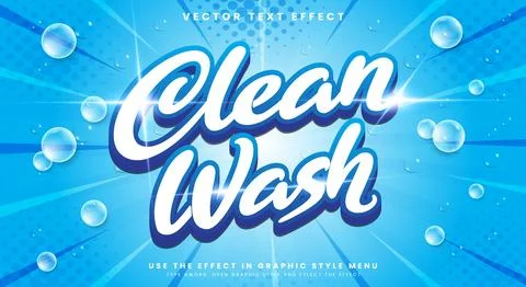 Clean Wash editable text effect Template Stock Illustration