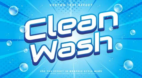 Clean Wash editable text effect Template Stock Illustration