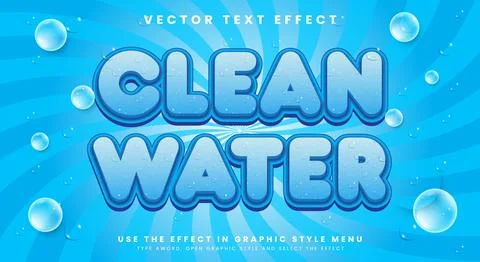 Clean Water 3D editable text effect Template 스톡 일러스트