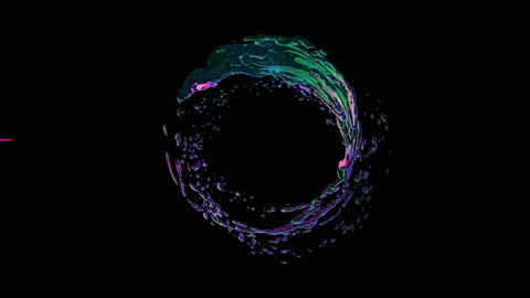 Clean Water Circle in slow motion neon colors. Water splashing and waving Stock Footage 116880187