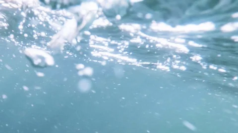 Clean Water - Clear Underwater Bubbles - Under The Surface - Sun Shine Nature Stock Footage 129441195