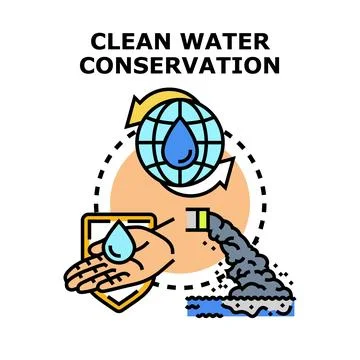 Clean water conservation and protecting global resources Stock Illustration