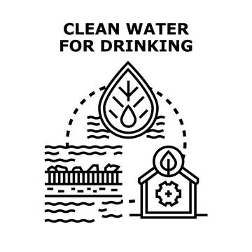 Clean water for drinking, purification and filtering process Stock Illustration