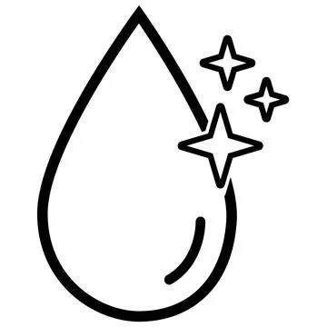 Clean water drop symbol with sparkle icon. Shiny water drop sign. 스톡 일러스트