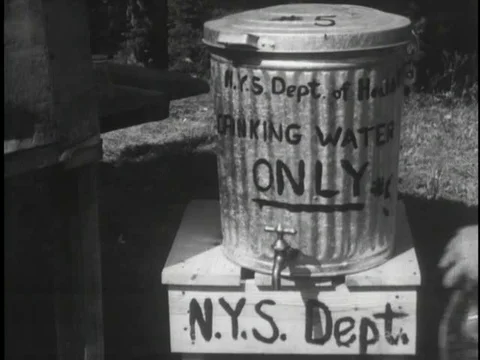 Clean water facility provided by N.Y. Department Of Health - 1942 Stock Footage 94958495