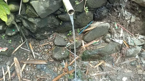 Clean water flowing from the pipe Stock Footage 218339980