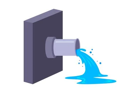 Clean water flows from the pipe. flowing water. Stock Illustration