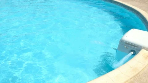 Clean Water Machine in Swimming Pool Stock Footage 88578108