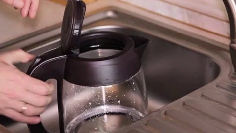 Clean water poured into the kettle Stock Footage 110902178