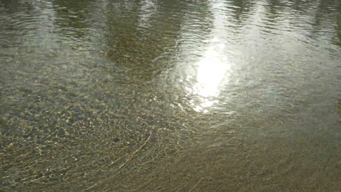 Clean water in the swimming pool with the reflection of the sun Stock Footage 91296575