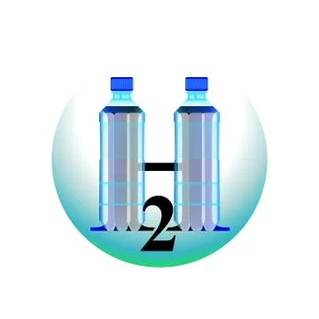 Clean water two bottles. H2O logo vector illustration Stock Illustration